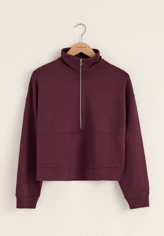 High Collar Half Zip Sweater Purple