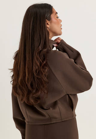 Bubble-hem Bomber Jacket Brown