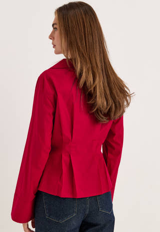 Shaped Cotton Shirt Red