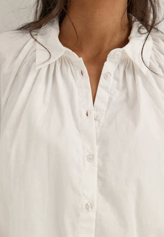 Balloon Cotton Shirt White
