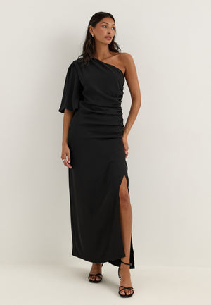 Ruched One Shoulder Maxi Dress