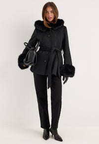Hooded Wool Blend Coat