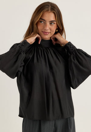 Sheer Flowy Blouse Black