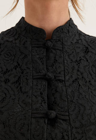 Frill Lace Dress Black