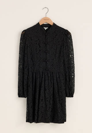 Frill Lace Dress Black
