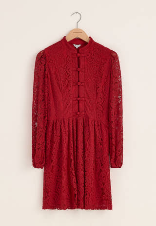 Frill Lace Dress Red