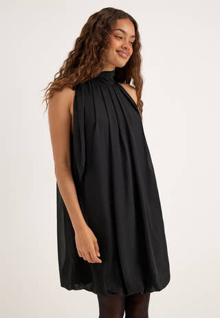 Balloon Tie Dress Black