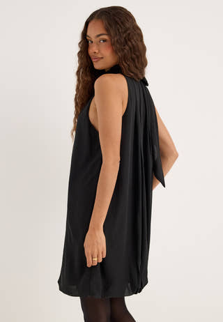 Balloon Tie Dress Black