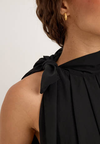 Balloon Tie Dress Black