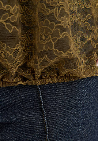 High Neck Lace Blouse Green