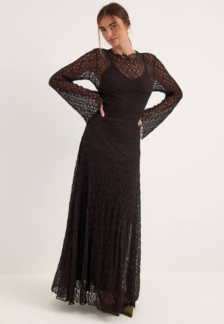 Lace Ankle Dress Brown