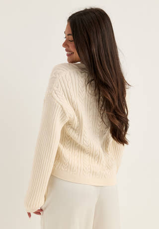 Cable Knit Cardigan White