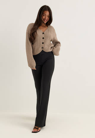 Cable Knit Cardigan Beige