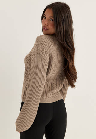 Cable Knit Cardigan Beige