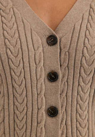 Cable Knit Cardigan Beige
