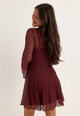 Lace Mini Dress Red