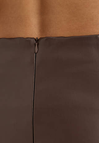 PU Mini Skirt Brown