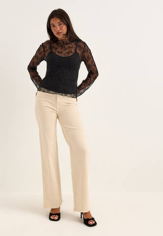 Long Sleeve Lace Top Black