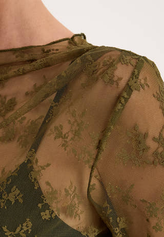 Long Sleeve Lace Top Green