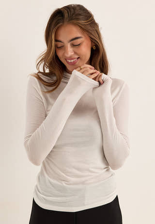 Long Sleeve Modal Top White