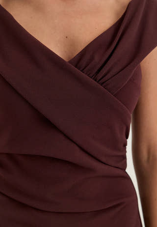 Off Shoulder Pleat Gown Purple