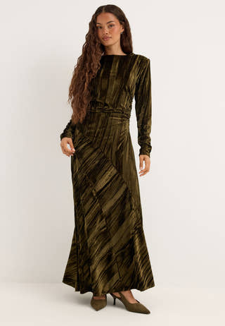 Velvet Maxi Dress Green