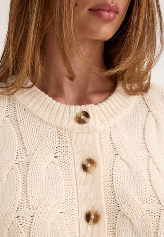 Cable Knitted Cardigan White
