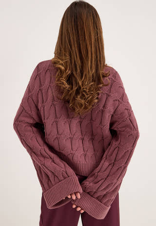 Cable Knitted Cardigan Pink