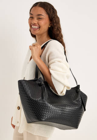 Braided Tote Bag Black