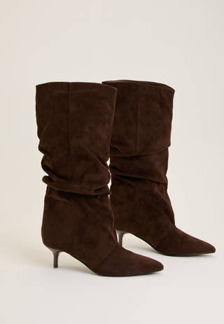 Slouchy Faux Suede Boot Brown