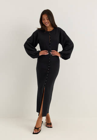 Knitted Midi Dress Black