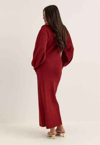 Knitted Midi Dress Red