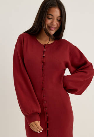 Knitted Midi Dress Red