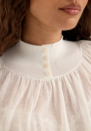 Button Knitted Top White