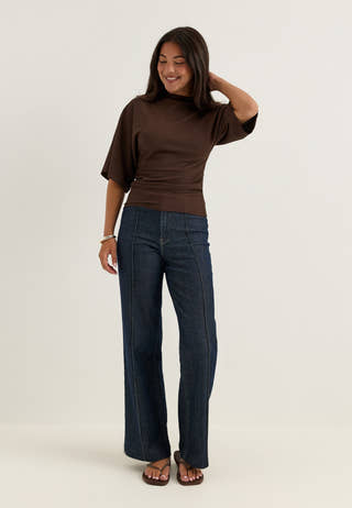 Funnel Neck Top Brown