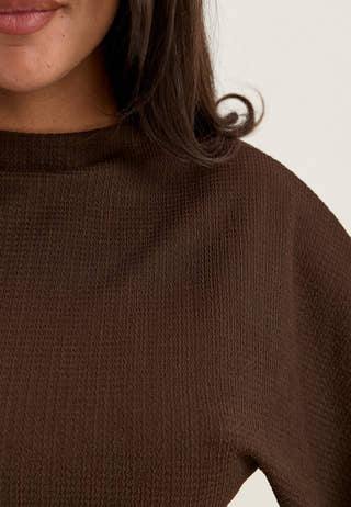 Funnel Neck Top Brown