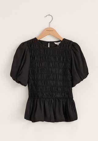 Smock Satin Blouse Black