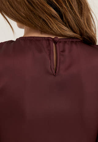 Smock Satin Blouse Purple