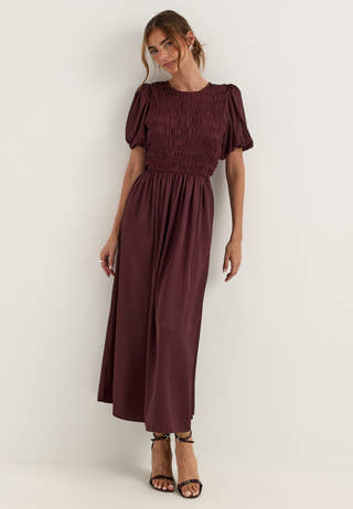 Smock Satin Maxi Dress Purple