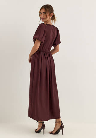 Smock Satin Maxi Dress Purple