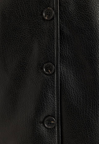 Fur Collar PU Jacket Black