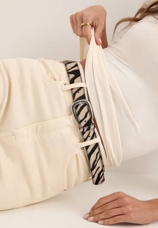 Printed Pony Hair Belt Patterned