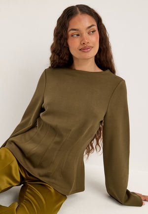 Peplum Long Sleeve top Green
