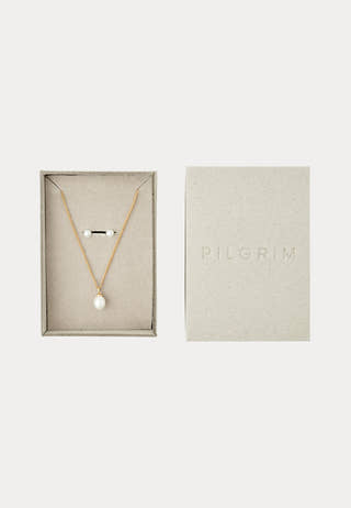 Evena Gift Set, Necklace & Earstuds, gold-plated Gold