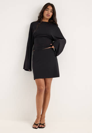 Long Sleeve Fitted Top Black