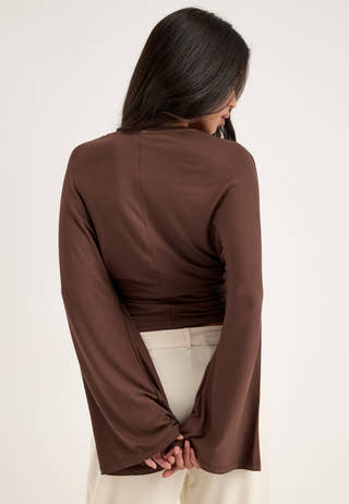 Long Sleeve Fitted Top Brown