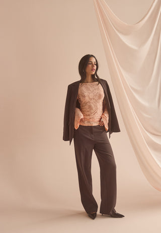 Straight High Waist Suit Trousers