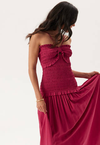 Smock Bodice Ankle Dress