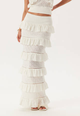 Knitted Frill Ankle Skirt