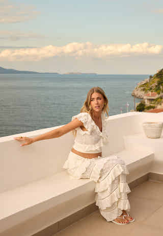 Knitted Frill Ankle Skirt